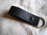 イタリア製オイルドレザーのキーホルダー（黒）の画像