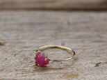 Natural Unheated Ruby rough rock Ring 天然非加熱ルビーの原石リング K10YGの画像