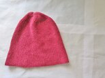 ☆受注製作　カシミア100％の縮絨ニットキャップ　ダークチェリーの画像