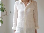 リネンシャンブレースキッパーベーシックシャツ "white"の画像