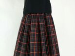 チェック柄大島紬リメイク：タックスカート