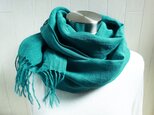 大人リネンのストール　ターコイズ