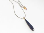 ラピスラズリロングドロップシルクコードネックレス65cm(14KGF)の画像