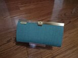 長財布(ベルギーリネン100% green✖Olive)