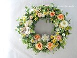 order sさま　アプリコットカラーのバラと小花のリース