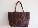 【受注製作】手編み牛革ショルダトートバッグしっかりとした編み込み FB228の画像