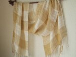 手織りシルク×リネンのストール・・ギンガムからしの画像