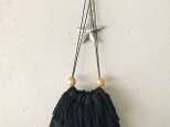 cotton linen fringe pouch (black)の画像