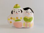 張り子　春のひな人形 小【若草色】（ホ）