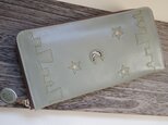 『街★』落ち着いた水色(ラウンドファスナー型長財布)スリム型の画像