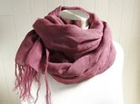 大人リネンのストール　赤紫