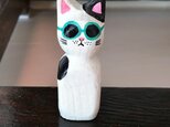 木彫り猫　サングラスの画像