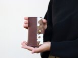 ハラコとヌメ革のスマホカバー　汎用　iPhone　チョコ　手帳型スマホケースapo-09nchの画像