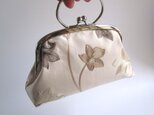 がま口型ポーチバッグ/ 楓の葉刺繍（英国製）の画像
