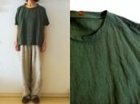 【受注制作】オリーブ/天日干し40リネン　ゆるり半袖プルの画像