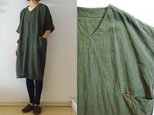 【受注制作】オリーブ　天日干しリネン　ゆるりOP