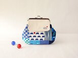 富士山がいっぱい　雲と和小紋のポケット付きがま口