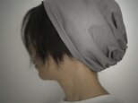 ターバンな帽子　グレー＋黒　送料無料の画像