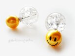 スマイルのクラック水晶風キャッチ付ピアス