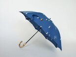 刺繍cottonバンブー持ち手日傘2段階調節＜グース/ブルー＞