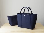 【受注製作】bag in bag 付き帆布トートＬ（ダークネイビー)の画像