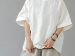 【リネントップス】 風がぬける ビックサイズ Tシャツ  /ホワイト t016c-wht2の画像