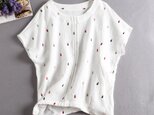 f8053102 雫刺繍　コットン100％　涼しげ夏のブラウス