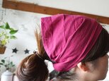 綿麻ラズベリーカラーのヘアターバンの画像