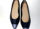 ◆3/15まで特価SALE◆ 1cmヒールのバイカラーパンプス (合皮ブラック×シルバー他) 21.5cm〜26.0cm
