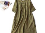 f8061005 新色追加　イギリス製シルクと麻の生地　気心地最高　上品感あふれ　大人の7分袖ワンピース