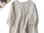 ★6月キャンペーン作品　送料無料★f8061003ふんわりストライプデザインブラウス　後ろボタン　コットン　３色