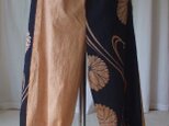 藍染浴衣を柿渋で染めたパンツ　木綿