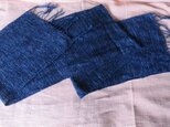 手織り　綿絣のマフラー　A0112bの画像