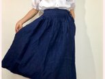 リネンラップスカート(ブルー)の画像