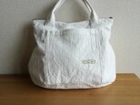 綿麻　手提げファスナーBAG・white・の画像