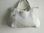 Linen・リネン・手提げファスナーBAG ・natural color・の画像