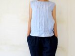 今夏に！タックノースリーブブラウス　lituanian linen100% 　【受注生産品】
