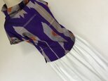 838 着物リメイク ブラウス 銘仙 矢羽に唐松模様 Mサイズ