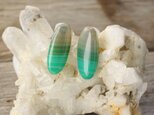 Gradation Colored Agate clip on earrings GREENの画像