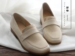 【受注製作】牛革ローファーパンプス　革靴　白　RF7393の画像
