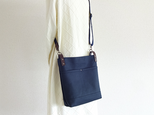 帆布縦長ショルダーバッグ（紺）☆受注製作☆　