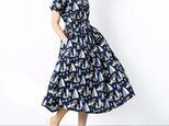 (再販)ボート柄 コットン ギャザーワンピース ♪オーダーサイズ可の画像