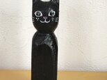 木彫り猫　 黒