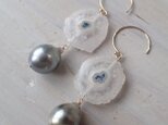 K14GF solar quartz & tahitian pearl pierceの画像