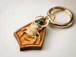 【スカラベと宝石バッグチャーム/キーアクセサリー】マラカイト×イチイの画像