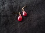 【K10】ルビーのしずくピアス・ペアシェイプ