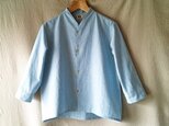 コットンyシャツジャケット七分袖(杢水青)の画像
