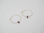 再販＊ガーネット＊フープピアス #452の画像