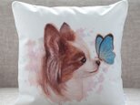 クッションカバー ドッグ パピヨン バタフライ 北欧デザイン jubileecushionai005の画像