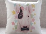 クッションカバー ドッグ ブルテリア ネクタイ 北欧デザイン jubileecushionai001の画像